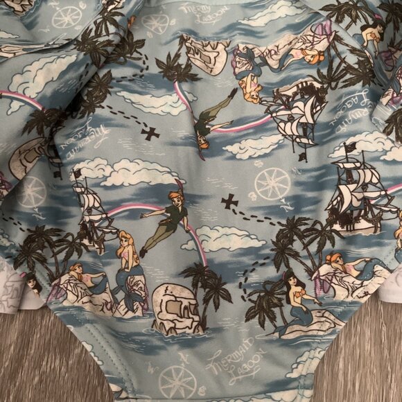 DISNEY Peter Pan Mermaid Lagoon Retro Set Me Piece Swimsuit Ruffle 2XL - Picture 5 of 6
